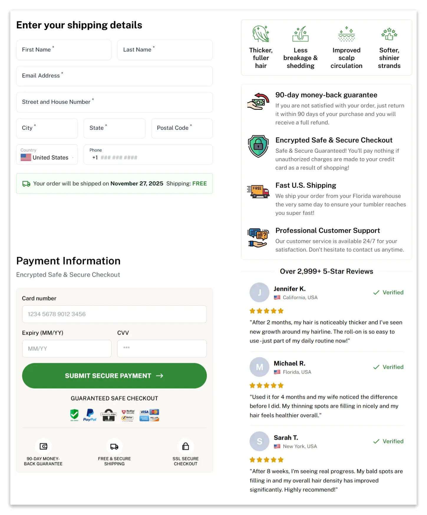 Roota Hair Serum Secure Checkout Page